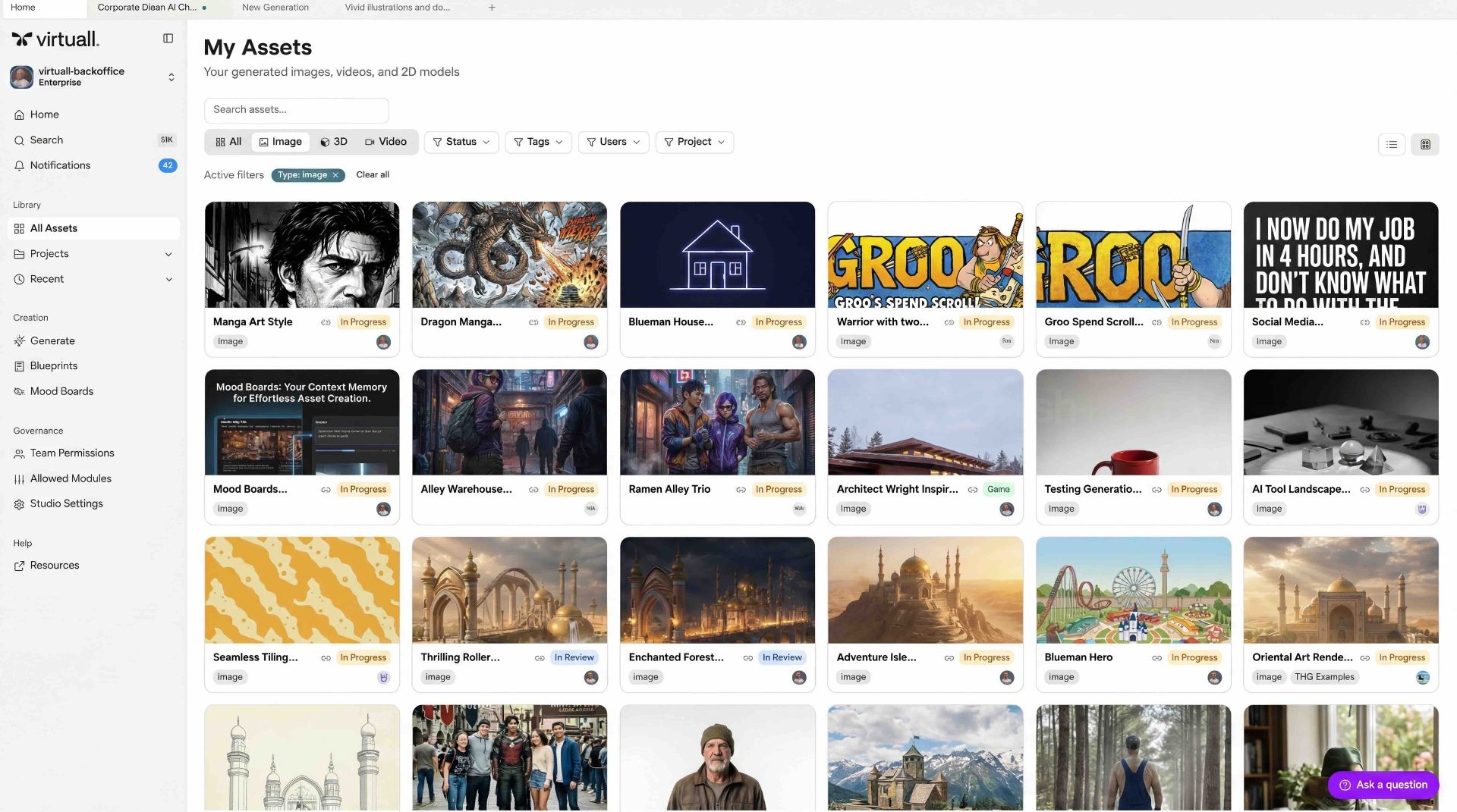 Asset Management — When AI outputs scale to hundreds of thousands, findability wins. Organize, tag, and retrieve every generated asset — searchable across projects, teams, and campaigns.